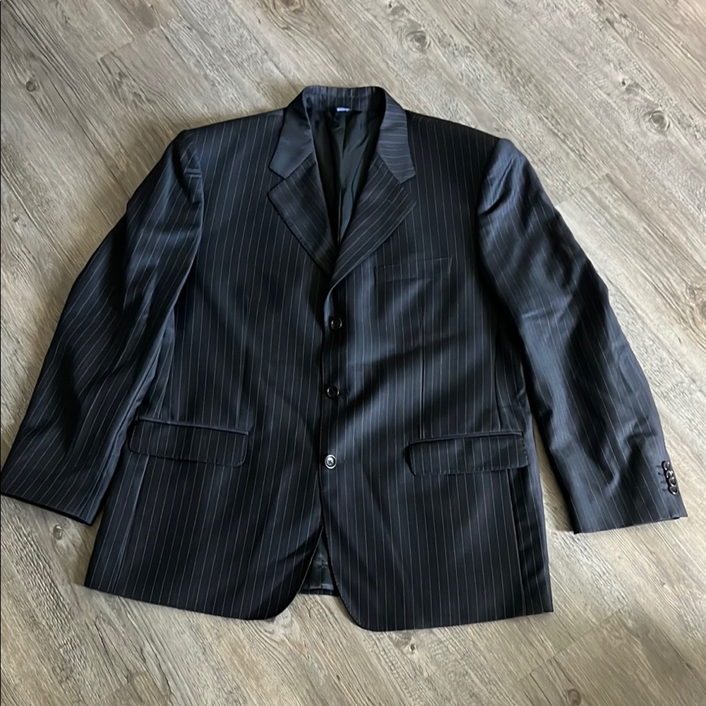 Ermenegildo Zegna Men's Black tan Pinstripe wool Blazer 44R